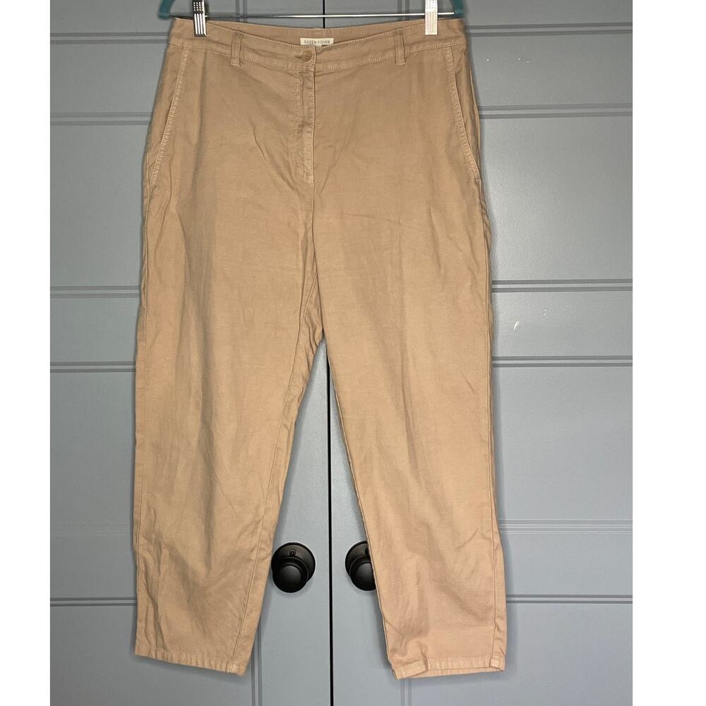Eileen Fisher Tan Ankle Cropped Chinos Pants High Rise  Size 8
